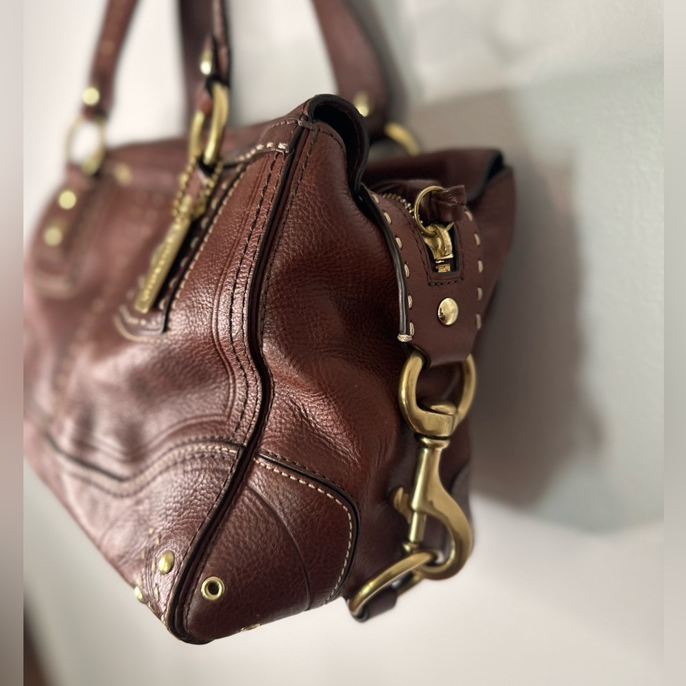 Coach Limited Edition Andrea Brown Leather Satchel with Gold Hardware